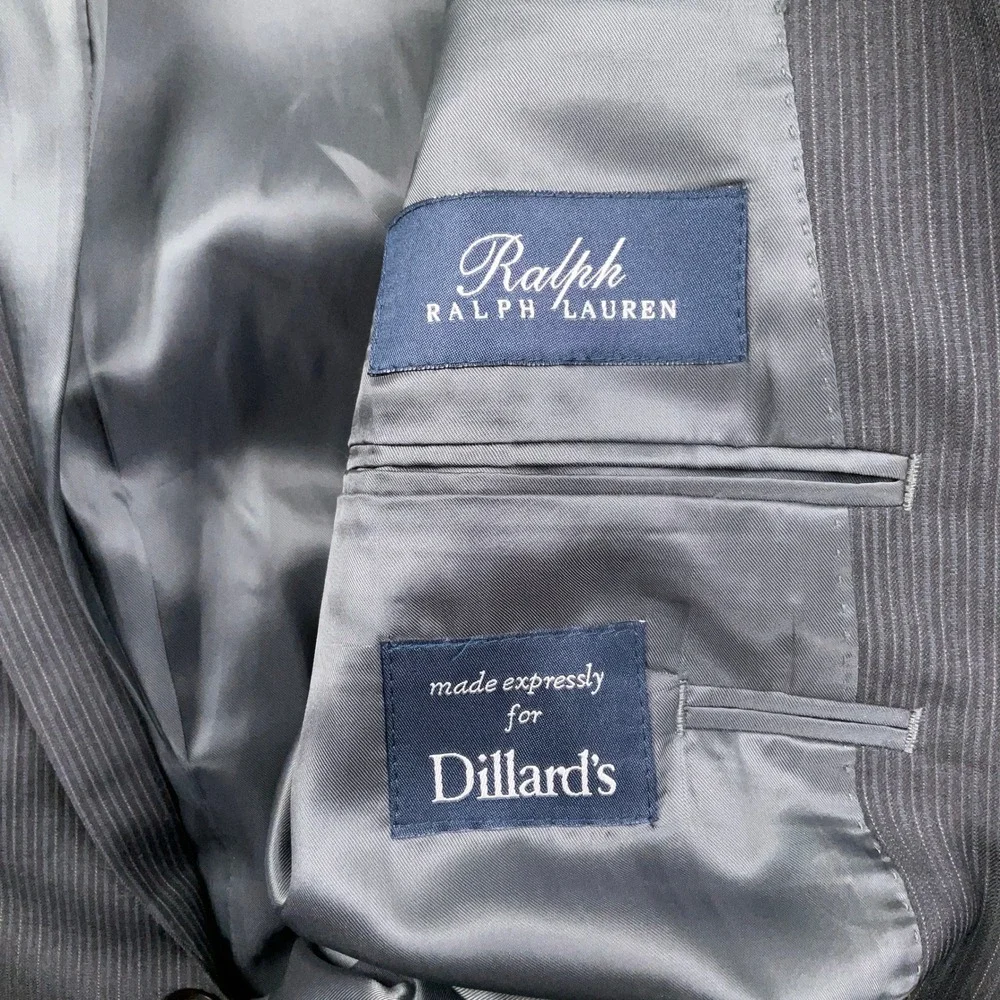 Ralph Ralph Lauren Blazer Men 46L Gray‎ Pinstripe Classic  Wool Suit Jacket